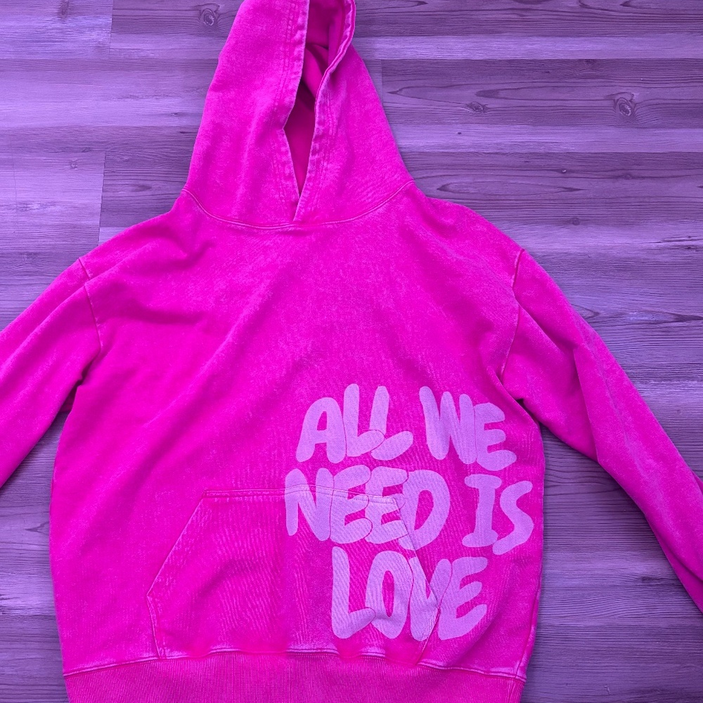 Pink ‘all we need is love’ hoodie